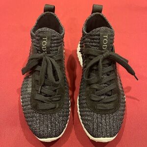 Tod's Black and Gray Textured Sneakers